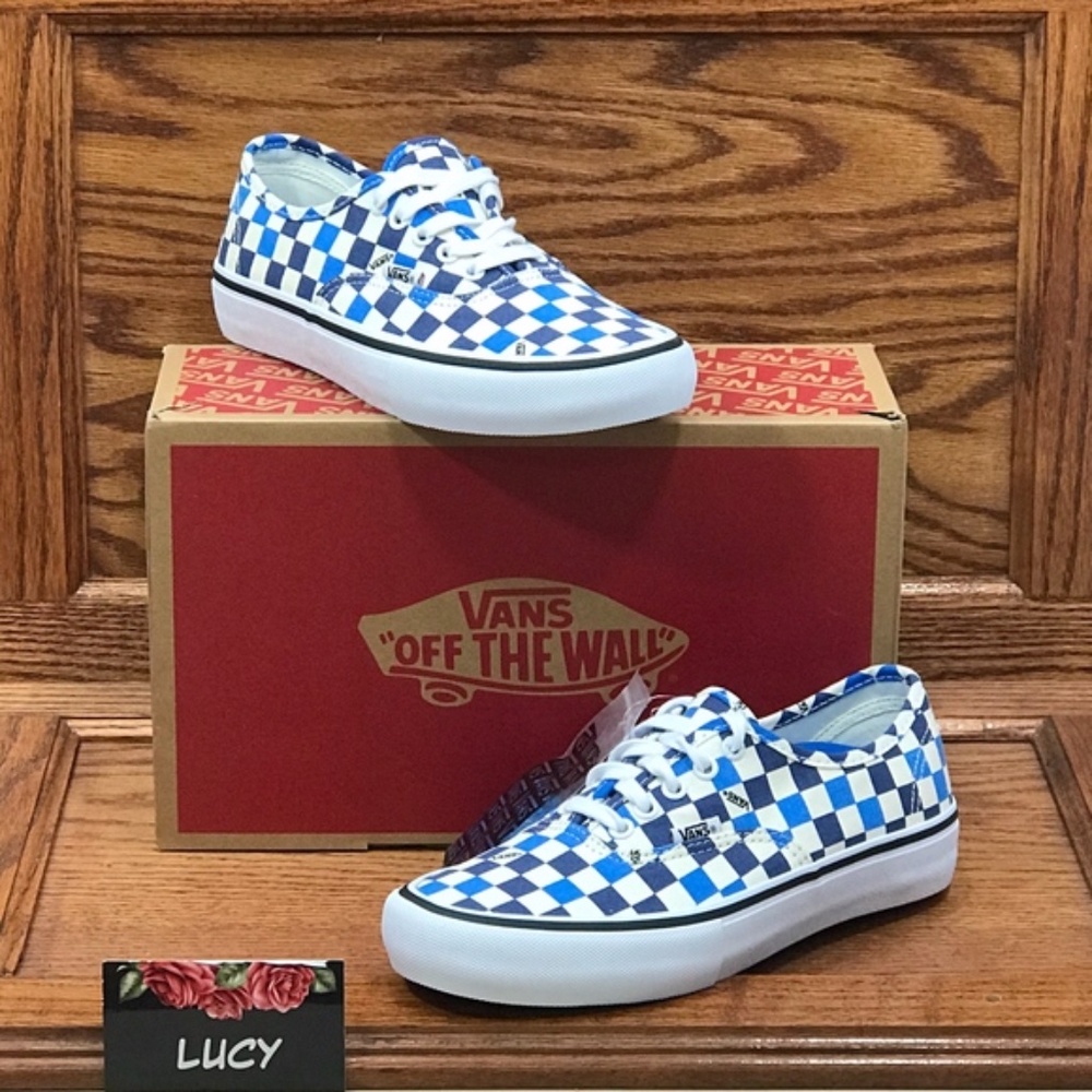 Vans Authentic Pro Checkerboard Blue White Mens Skate Shoes VN0A3479Q86